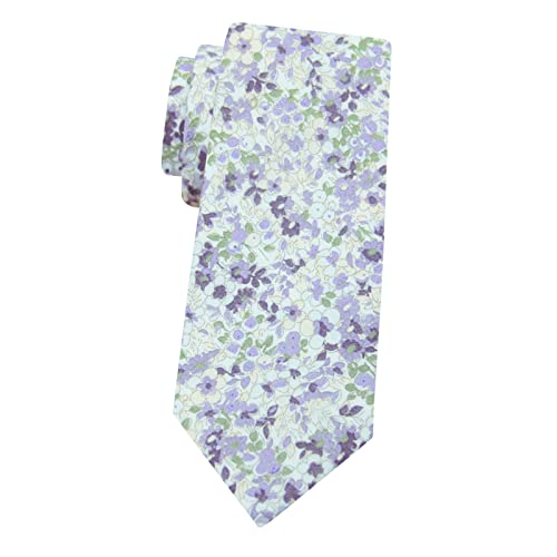 Image of Mantieqingway Men's Skinny Tie, Cotton Floral Ties for Men Wedding Necktie for Groom, Groomsmen, Missions, Dances