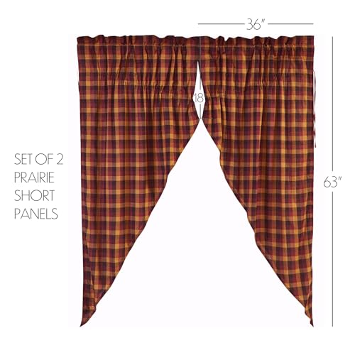 VHC-Brands-Heritage-Farms-Curtains-Primitive-Check-Prairie-Short-Panel-Set-of-2-63x36x18 VHC Brands Heritage Farms Curtains Primitive Check Prairie Short Panel Set of 2 63x36x18