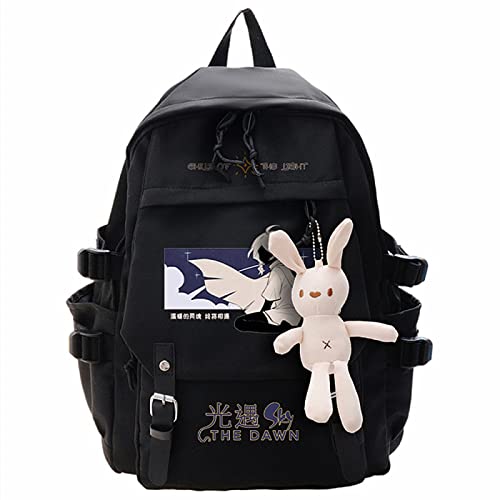 Game Sky：Children Of The Light Schwarzen Nylon Rucksacks,modische Wasserdichte Schultasche College-Tasche,Schwarz-3,L