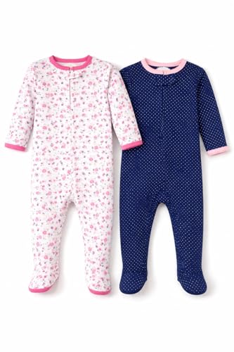 Image of TuddyBuddy Baby Girl's Cotton Printed Full Sleeves Sleepsuit /Footed Rompers for Baby Girl