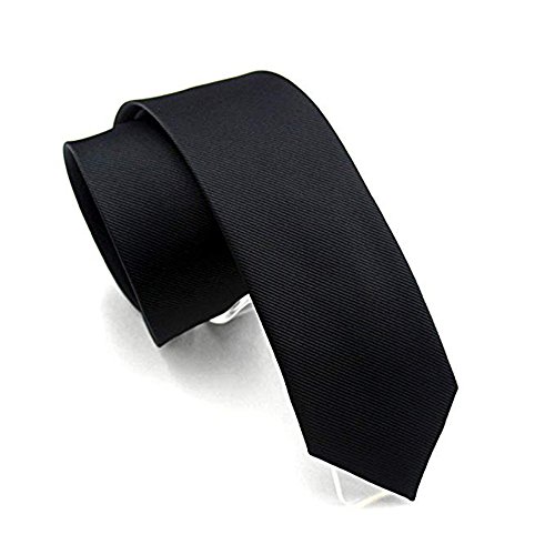 Solid Black Color Slim Ties Pure Color Necktie Mens Ties 2.4'' (6cm)+ Gift Box