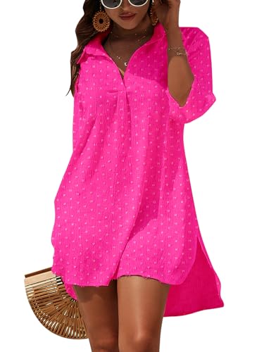 Image of Blooming Jelly Womens Swimsuit Coverups White Chiffon Bikini Swimwear Beach Cover Up Dress Shirt