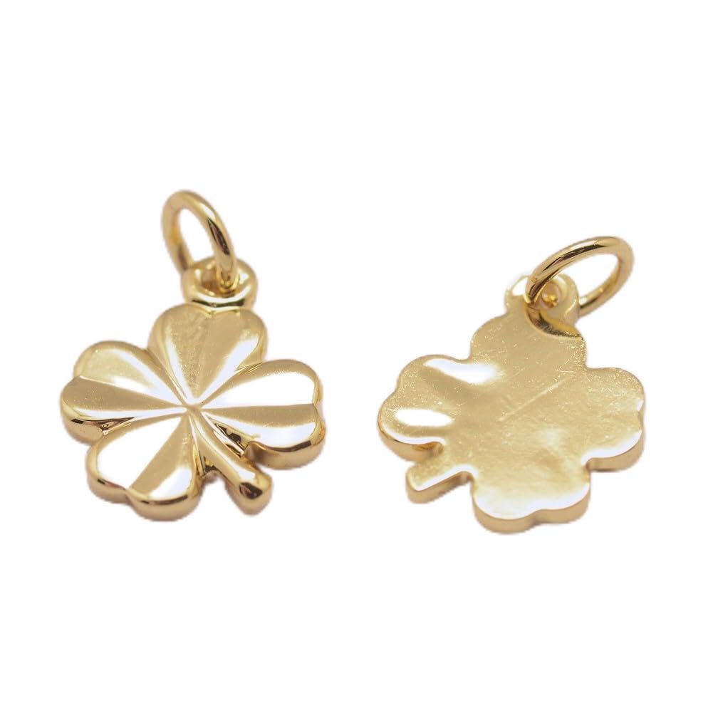 KitBeads 10pcs Brass Four Leaf Clover Charms Real 18K Gold Plated Lucky St. Patrick's Day Charms for Bracelet Necklace Jewelry Making