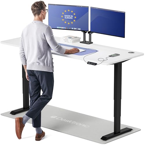 Image of Desktronic HomePro Standing Desk 80x30 - Made in Europe, Ergonomic Sit Stand Home Office Desk, Electric Height Adjustable, Dual Motor, USB & USB-C Charging, Wobble-Free, Touchscreen, 3 Memory Presets