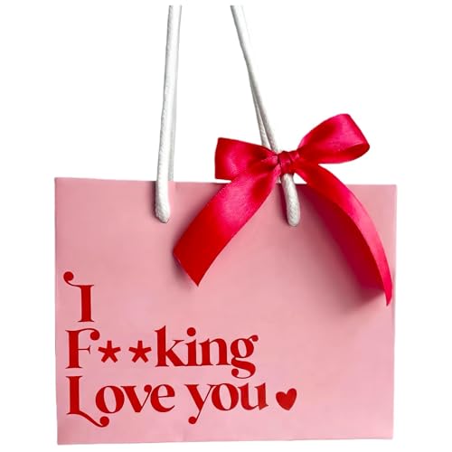 Valentines Gift Bag with Ribbon Bow Pink Gift Bags for Valentines Day Mothers Day Birthday Wedding - Pink Valentine Gift Bags for Him/Her Boyfriend Girlfriend Bestie