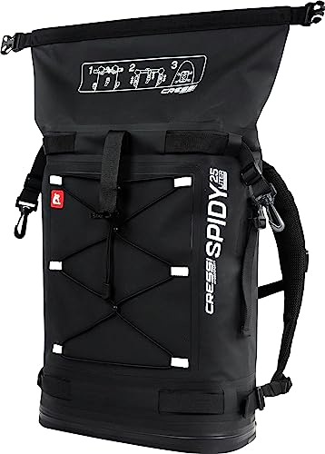 Cressi Spidy Dry Deckpack Black 25 L Mochila impermeable diseñada para fijarla a los D-Rings de las tablas de SUP Cressi Hydrosports, Unisex adulto, Negro, 25 L
