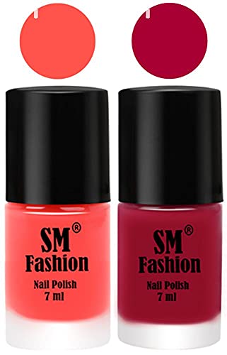 Image of Long Lasting Nail Polish | Nail Paint Combo 7 ml Each) - Set of 2 Baby Pink-Dark Magenta