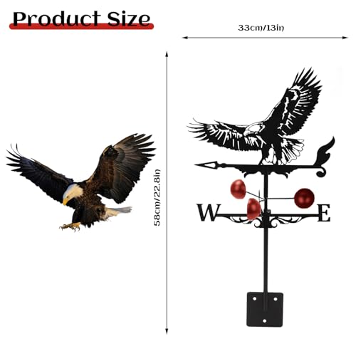 image for Qivine Flying Eagle Weather Vane Roof Mount, Metal Weathervane Chicken