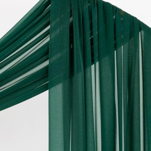Image of Socomi Wedding Arch Draping Fabric 29 inch x 20Ft 4 Panels Emerald Green Sheer Outdoor Curtain Drapes Extra Long for Bridal Baby Shower Ceremony Birthday Party Decor