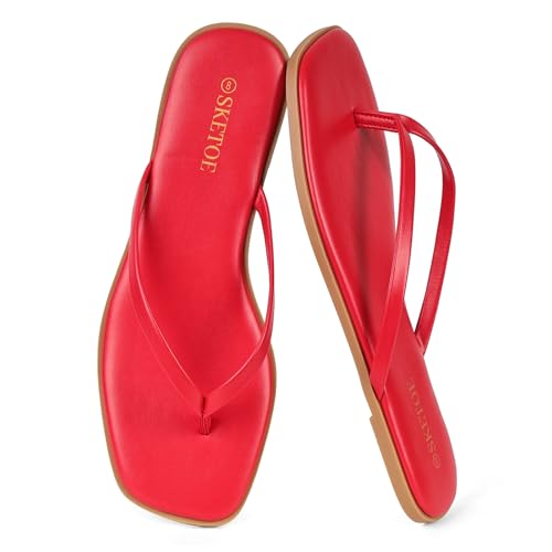Image of Flip Flops Sandals for Women Square Toe Lightweight Thong Slides