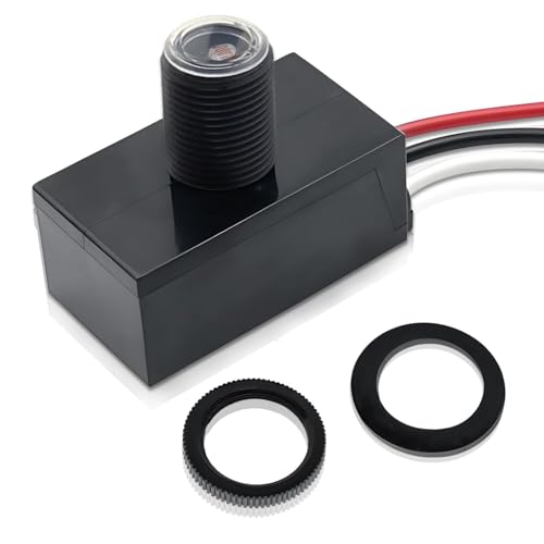 Meskliu AC110-240V Photocell Light Sensor,5A Dusk to Dawn Outdoor Photoelectric Light Control Switch,Hard-Wired Post Eye Light Control with Automatic Illumination Detection Circuit