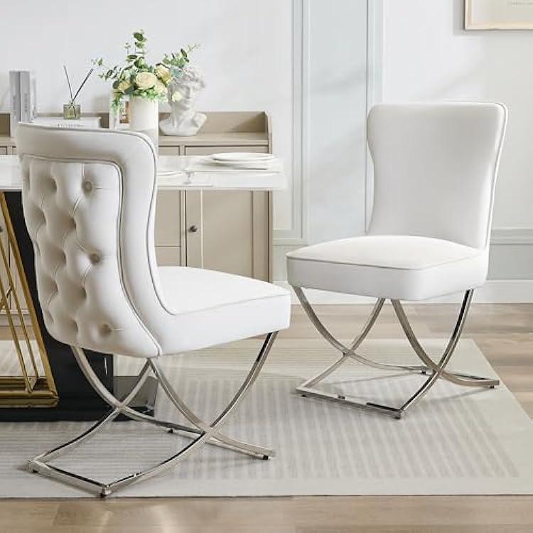 Accent Chairs Dining Room Chairs Silver Legs Luxury Velvet Dining