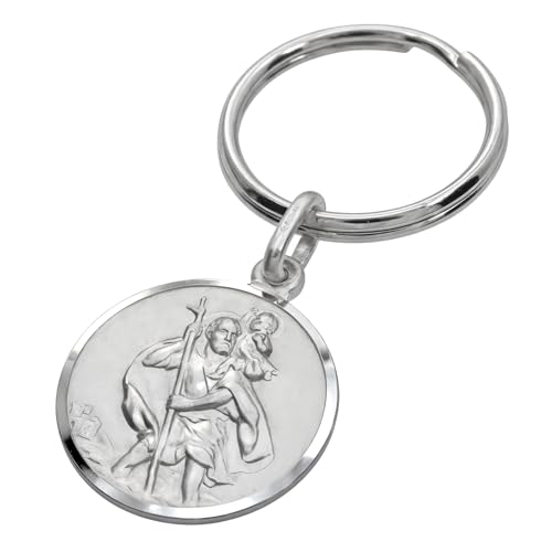 Alexander Castle Porte-Clés Saint Christophe en Argent Sterling 925 pour Homme - St Christophe Porte-Clés Réversible pour Voiture avec Coffret Cadeau Bijoux