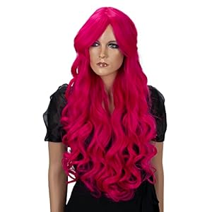 CAISHA by PRETTYSHOP Peluca De Pelo Extra Largo De 80cm Peluca De Fiesta De Cosplay Voluminosa Wig Rosa CP14