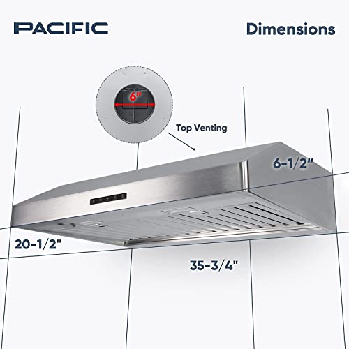 Pacific Economy Pro Under Cabinet Ducted Range Hood 30 Inch - 850 Cfm 3-Speed Powerful Kitchen Vent Hood - Electric Stainless Steel - Ultra Quiet, Glass Touch Control, 6W Led Lights Pr6830As #TOP3