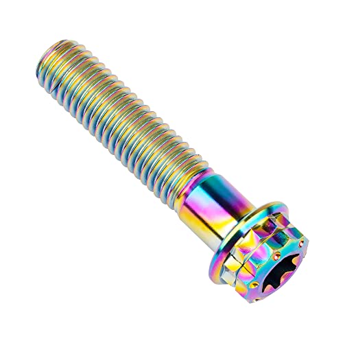 Image of Titanium Flange 12 Point Head M8 x15 20 25 30 35 40 45 50 55 60 65mm Screw Bolt Pack of 4 (M8x35mm, Rainbow)