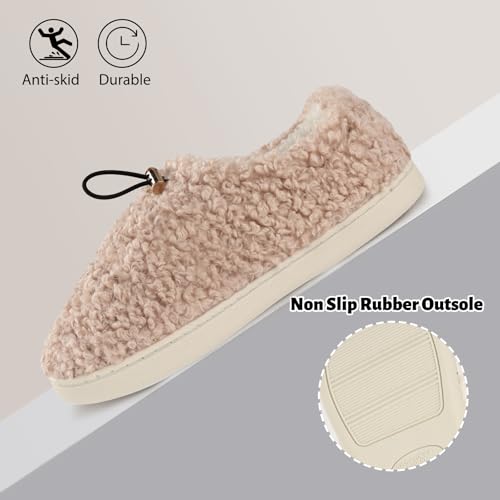Ibeauti Womens Slippers Memory Foam Fuzzy Loafer Slippers for Indoor Outdoor House Shoes with Drawstring4