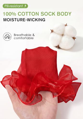Image of Komorebi Big Ruffle Ankle Socks Lace Frilly Cotton Socks for Women Girls