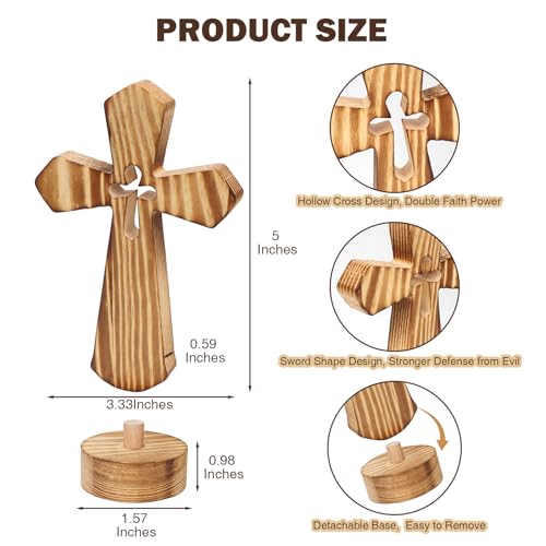 FirstNovelty Wooden Cross, Cross Wall Decor, Cruz de Madera with Removable Stand, Perfect for Catholic Gifts & Home Decor, 5
