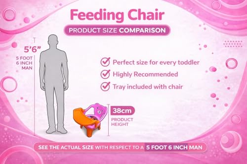 Image of MY LITTLE TOWN Kids Feeding Chair| Musical Chu Chu Chair| Baby Chair| 4-36 Months| Baby Chair| Portable| Booster seat (Pink with Orange)