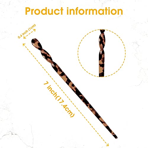 10 Pieces Acetate Hair Sticks Leopard Print Hair Pins, Tortoise Shell Hairpin Vintage Hair Chopsticks Retro Hairpins Disk, Hair Accessories For Women Girls (Classic) #TOP3