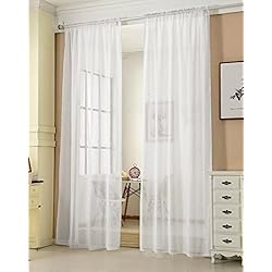 Cortinas De Lino Precio Laneetal Cortina Translucidas para Barra y riel Moderno(2 Piezas) Evitar Rayos UV la Luz para Sala Cuarto Comedor Salon Cocina Habitación 140 x 245 cm Color Blanco 0880208z