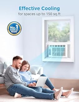 Midea 5,000 BTU Window Air Conditioner, Cools up to 150 Sq. Ft. with Easy-to-Use Reusable Filter, Remote, Perfect AC for Bedroom, Living Room, Home Office, Electronic Control