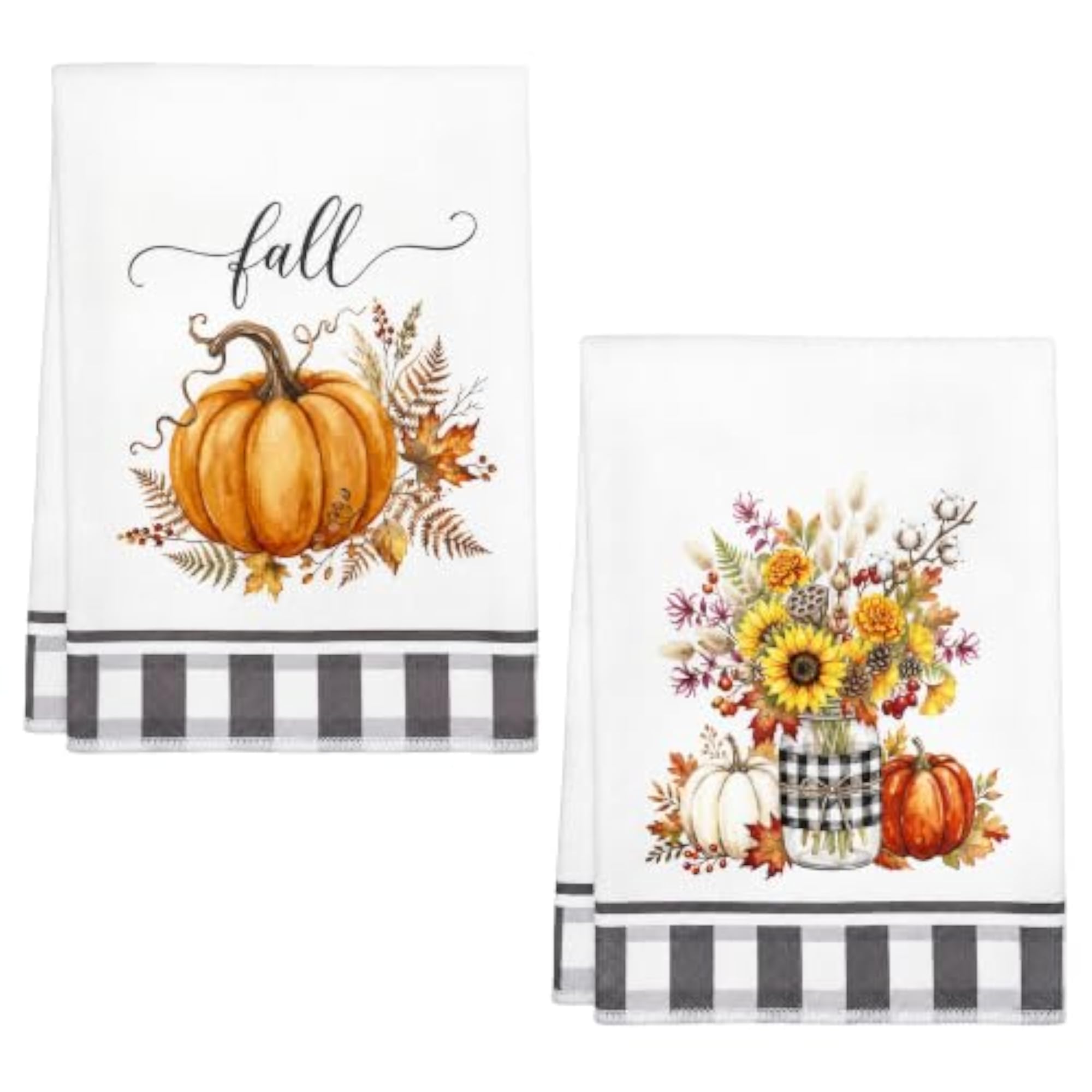 2-Pack Fall Kitchen Towels, Pumpkin Leaf Decorative Gifts