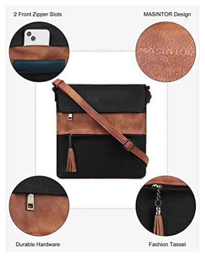 Image of MASINTOR Crossbody Purses for Women, Multi Pocket Casual Crossbody Bag, Adjustable Strap Shoulder Bag with Tassel