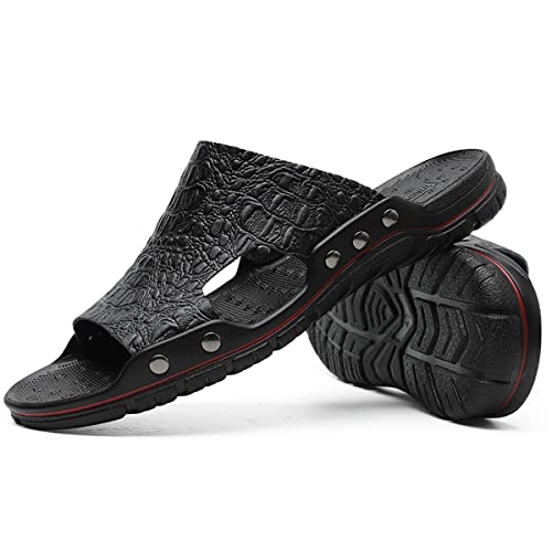 GSIGUL Men's Slide Sandals Mens Leather Sandals Summer Casual Water Shoes Walking Outdoor Beach Travel Slippers2
