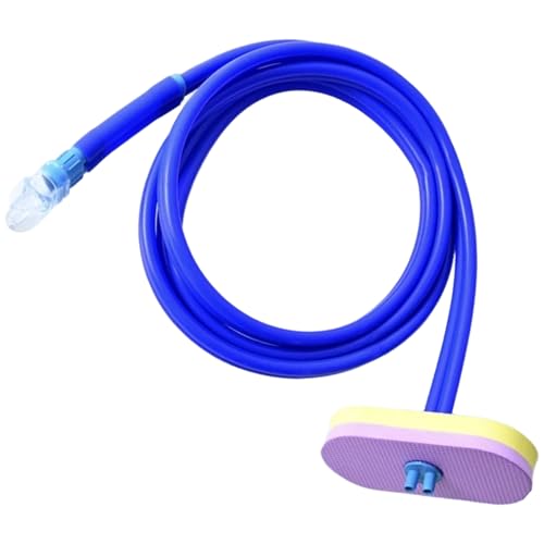 Tubo de snorkel largo con flotador y doble conducto de silicona para adultos en color azul