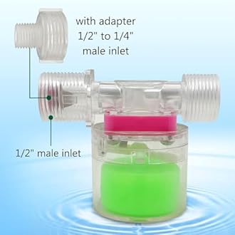 Transparency Water Float Valve, Water Level Control Water Tank Traditional Float Valve Upgrade (1/2” to 1/4“ SIDE)
