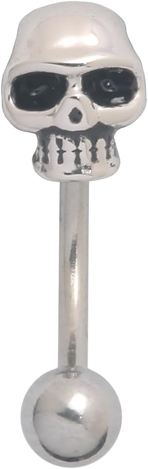 Excepro Eyebrow Rings 16G Stainless Steel Barbells Skull Shape