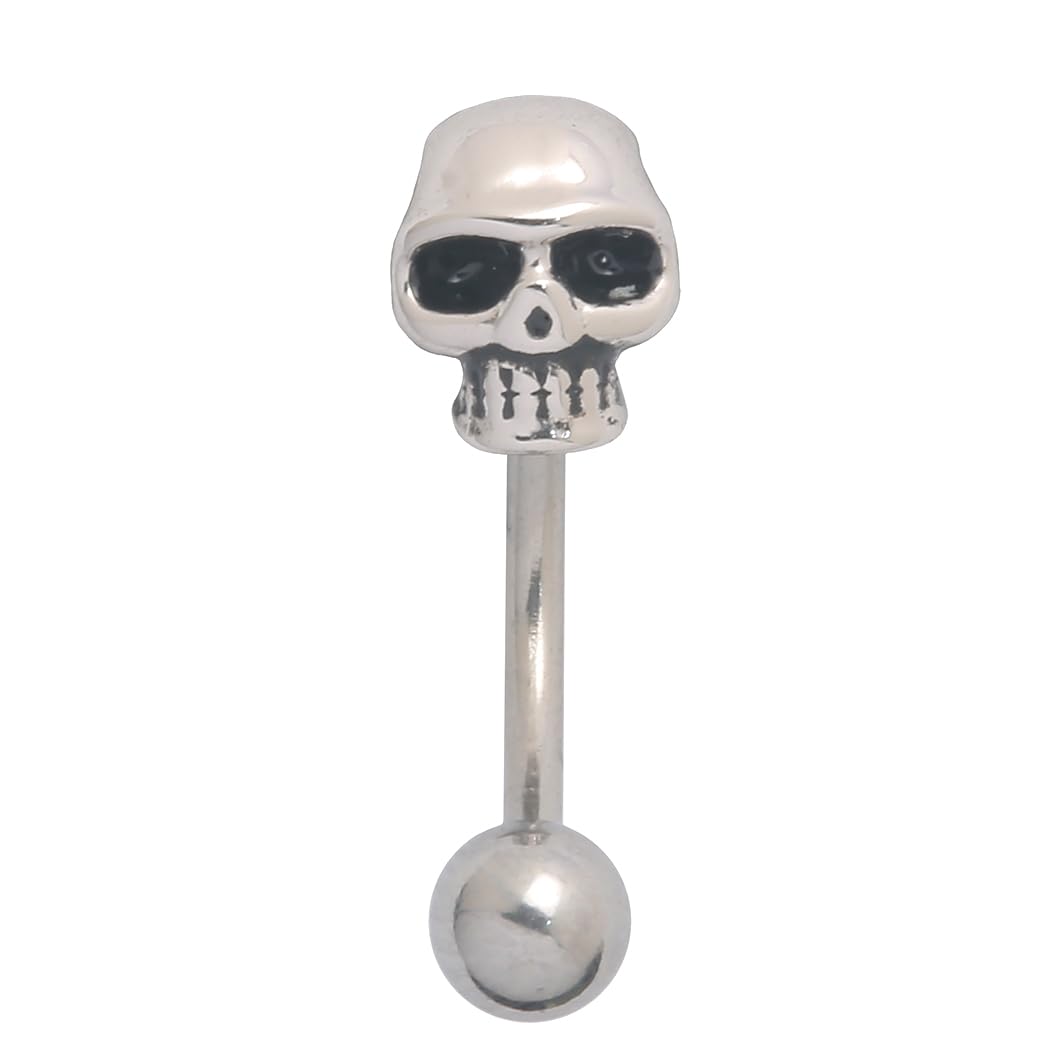 Excepro Eyebrow Rings 16G Stainless Steel Barbells Skull Shape