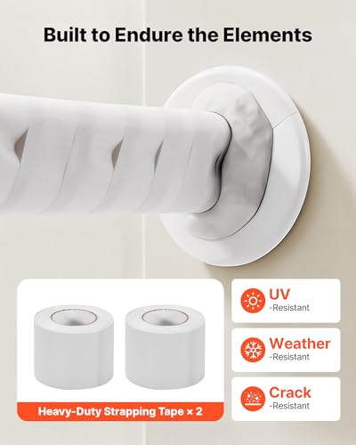 Image of VEVOR 50ft Mini Split Line Set, 1 /4 inch & 1 /2 inch OD AC Copper Tubing Pipe, 3 /8 White PE Thickened Insulated Coil with Flared Nuts, Strapping Tapes, for Mini Split Air Conditioner HVAC or Heat Pump System
