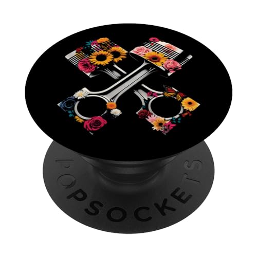 Pistoni motore floreale - Vintage Flowers Car Mechanic Lover PopSockets PopGrip Intercambiabile