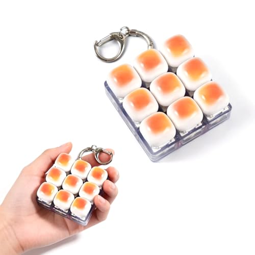 Caramel Bread Keyboard Fidget Anxiety Relief Keyboard Keyboard Clicker Mechanical Switch Clicker with Crisp Sound Stress Reduction and Leisure Time (9-key square)