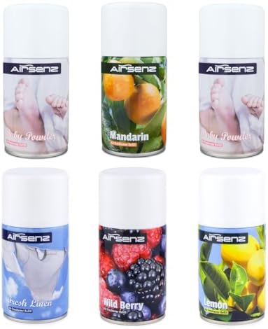 Air Freshener 6x 270ml Automatic Dispenser Aerosol Spray Refill Cans - 5 Mixed Fragrances