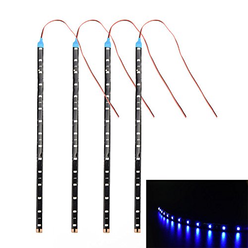 Vizgiz 4 Pack Dc 12V 30Cm Car Soft Fexible Led Strip Bar Light New Waterproof Cuttable 15 Smd 3528 Blue Car Led Strip Lights For Motorcycle Car Truck Suv Festival Racing Decoration Kit (Blue Color) #TOP5