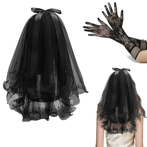 2 velos negros de encaje elegantes y ligeros tocados de mujer para bodas y fiestas