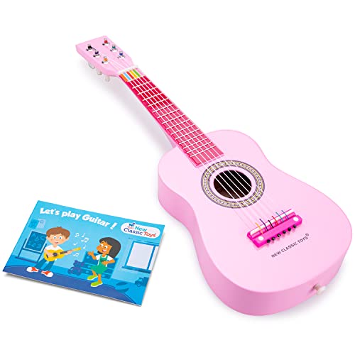 New Classic Toys Instrumento Musical de Juguetes clásicos para Principiantes Guitarra con Libro de música - Rosa