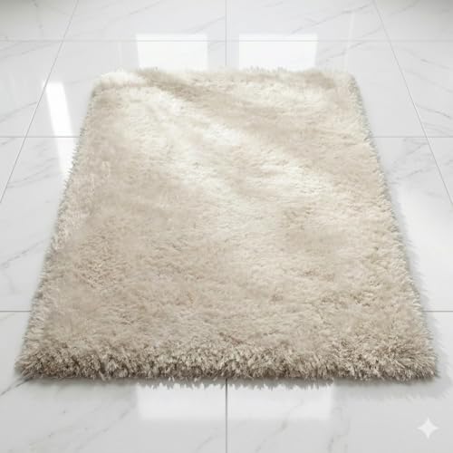 Image of Luxury Shaggy Area Rug, Ultra Soft 1.5 Inch High-Pile Plush Carpet for Bedroom, Fluffy Non-Slip Room Decor, Large Shag Rug for Nursery & Living Room(3x5 Feet, ivory90)