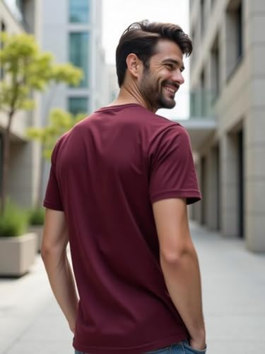 Image of NOBERO Men's Cotton Regular Fit Letter Print T-Shirt