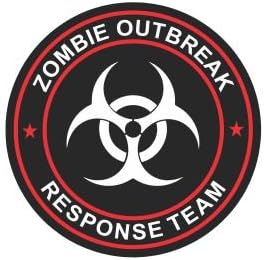 (3) Zombie Outbreak Response Team Red Funny Hard Hat/Helmet Stickers