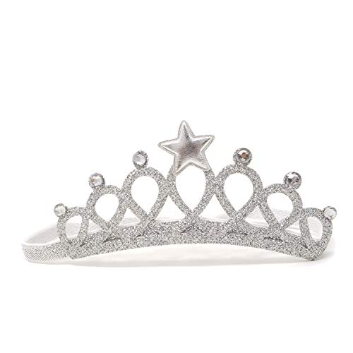 Honbay 2PCS Princess Crown Headband with Crystal and Star for 1 to 3 Years Old Baby, Gold and Silver3