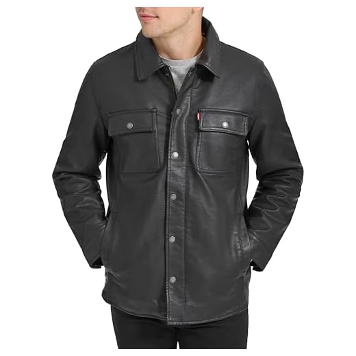 Levi's Jaqueta de caminhoneiro masculina de couro sintético de vaca polida com capuz, Preto novo, XXG