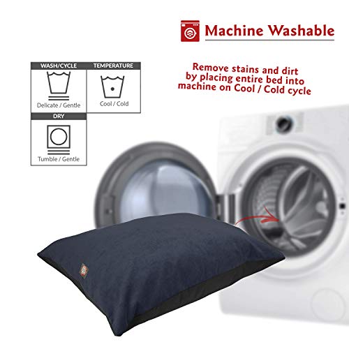 Image of Majestic Pet Rectangle Medium Dog Bed Washable - Non Slip Comfy Pet Bed - Dog Crate Bed Super Value Pillow Dog Bed - Dog Kennel Bed for Sleeping - Dog Bed Medium Breed 35 x 28 Inch - Villa Navy