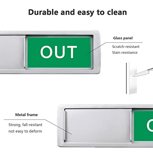 Image of In or Out Sign,In Out Slider Door Indicator Tells Whether In or Out, 7'' x 2'' - Silver