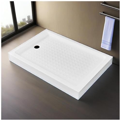 Base de ducha rectangular con drenaje, kit de bandeja de ducha acrílica con cubierta extraíble y superficie antideslizante para instalación en el baño