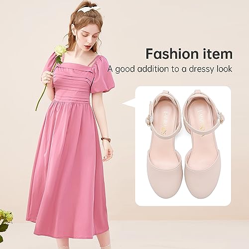 Image of LAURMOSA Girls Dress Shoes Closed Toe Pumps High Heels for Little Big Kid